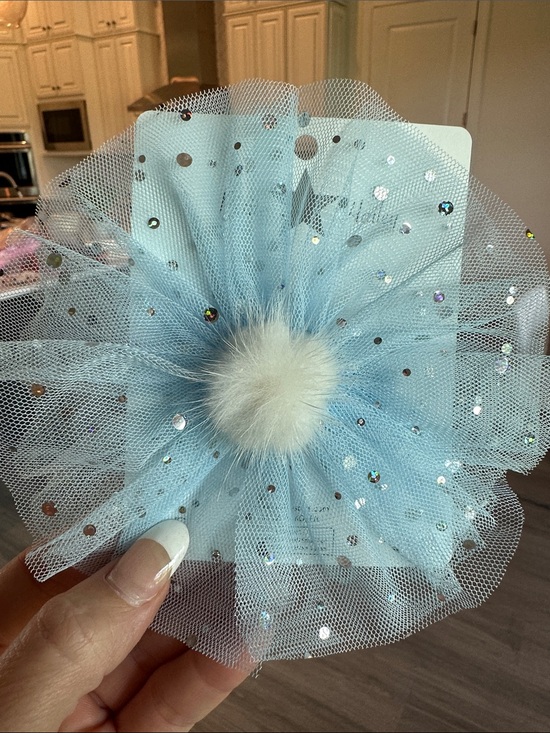 Petite Hailey Other - Sparkle Light Blue Tulle Pom Hair Clip for Kids
